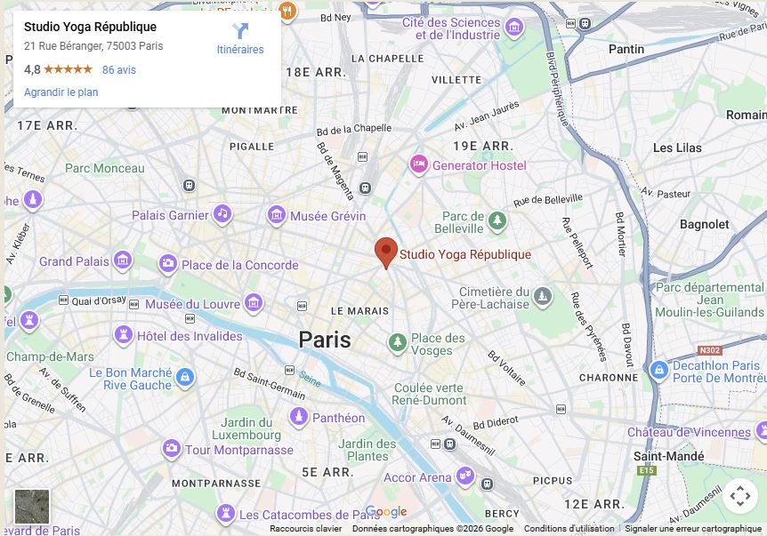 Plan d’accès au Studio Yoga République à Paris